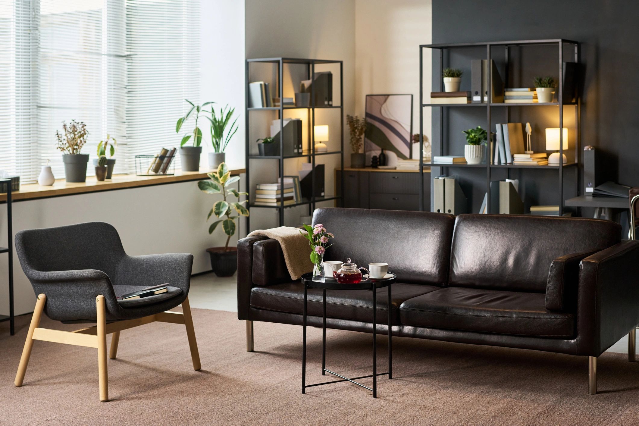 Calm therapy office interior